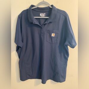 Women's Carhartt Navy Blue Relaxed Fit Pocket Polo Shirt Size 2X 20W-22W